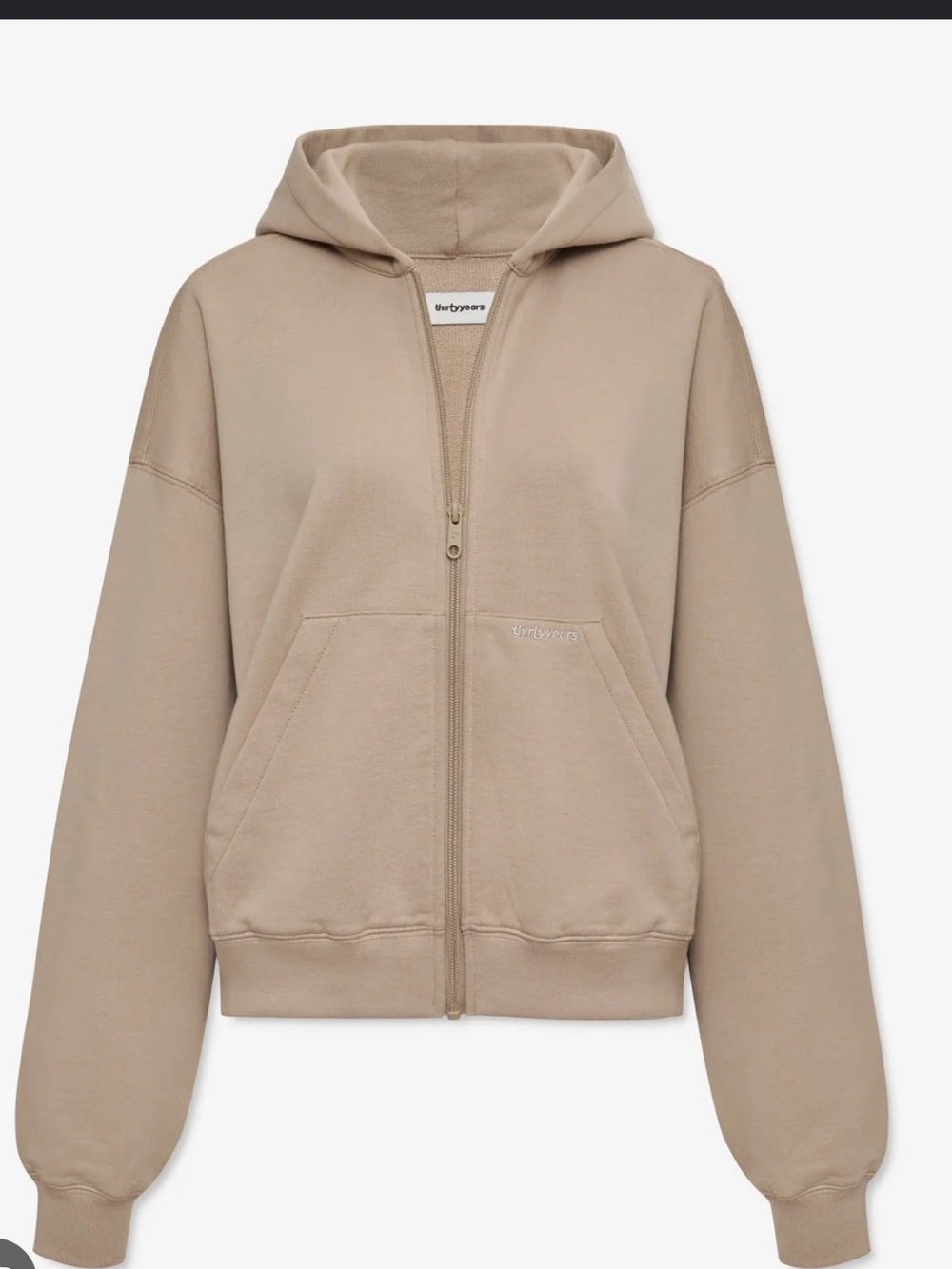 Khaki Full-Zip Hoodie by Thirty years size L